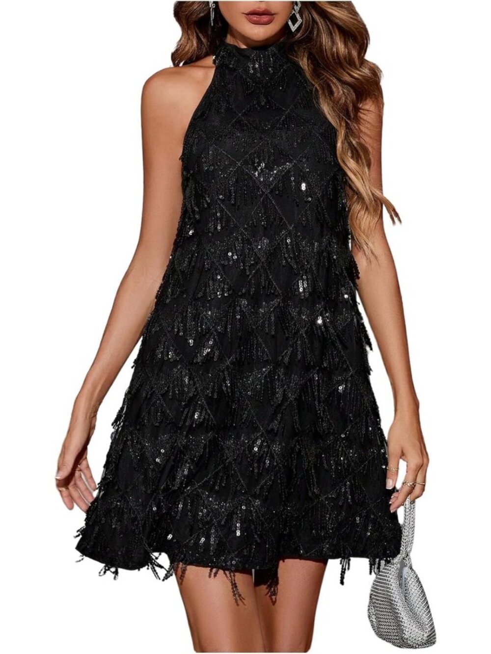 Sparkly Sequin Halter Mini Dress for Women - Perfect Cocktail & Party Wear